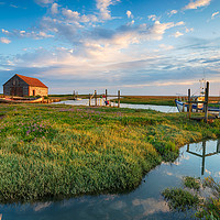 Buy canvas prints of The picturesque old harbour at Thornham in Norfolk by Helen Hotson