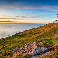 Buy canvas prints of Sunset at Stoer head lighthouse in Scotland by Helen Hotson