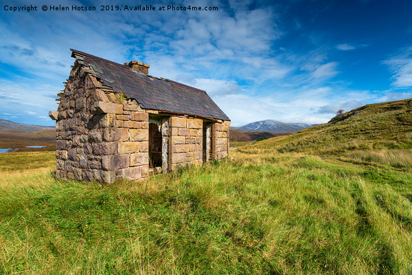 An old bothy at Elphin in Scotland Picture Board by Helen Hotson