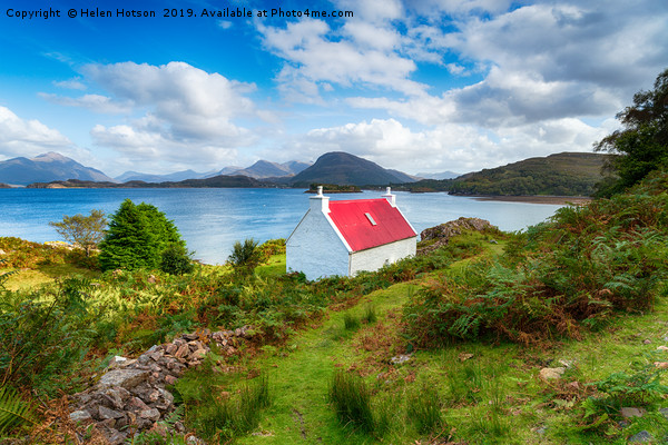 A picturesque cottage on the shores of Loch Shield Picture Board by Helen Hotson