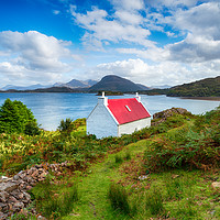 Buy canvas prints of A picturesque cottage on the shores of Loch Shield by Helen Hotson