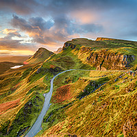 Buy canvas prints of Dramatic sunrise sky over the Quiraing  by Helen Hotson