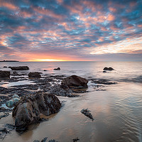 Buy canvas prints of Dramatic sunset over the beach at Llandanwg near B by Helen Hotson