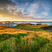 Buy canvas prints of Stunning sunset over Arnish Point and it's lightho by Helen Hotson