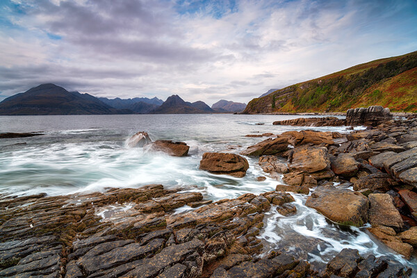Moody skies over the beach at Elgol  Picture Board by Helen Hotson