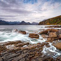 Buy canvas prints of Moody skies over the beach at Elgol  by Helen Hotson
