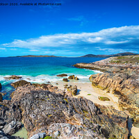 Buy canvas prints of Rocky coves at Seilebost on the Isle of Harris by Helen Hotson