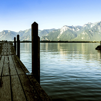 Buy canvas prints of Pier on Lake Geneva by Olavs Silis