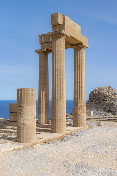 Rhodes Acropolis of Lindos Stoa of Psithyros Temple Ruins Picture Board by Antony McAulay