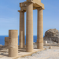 Buy canvas prints of Rhodes Acropolis of Lindos Stoa of Psithyros Temple Ruins by Antony McAulay