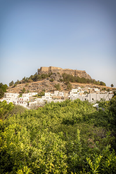 Rhodes Lindos Village and Acropolis Picture Board by Antony McAulay