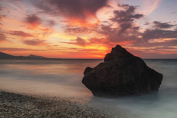 Rhodes Kato Petres Beach Black Rock Picture Board by Antony McAulay