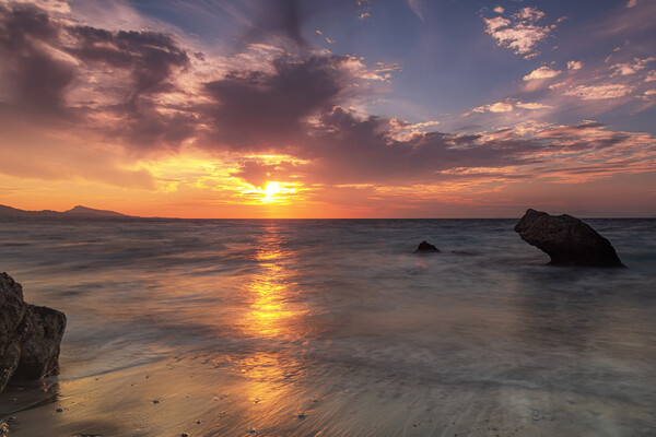Rhodes Kato Petres Beach Super Sunset Picture Board by Antony McAulay