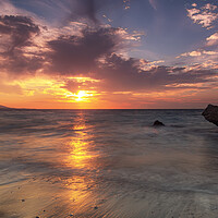 Buy canvas prints of Rhodes Kato Petres Beach Super Sunset by Antony McAulay