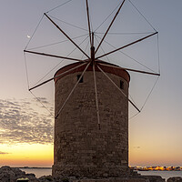 Buy canvas prints of Rhodes Windmill at Sunrise by Antony McAulay
