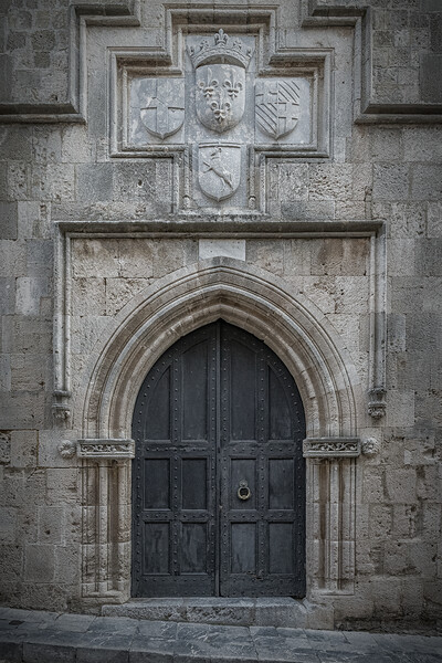 Rhodes Street of the Knights Arch Doorway Picture Board by Antony McAulay