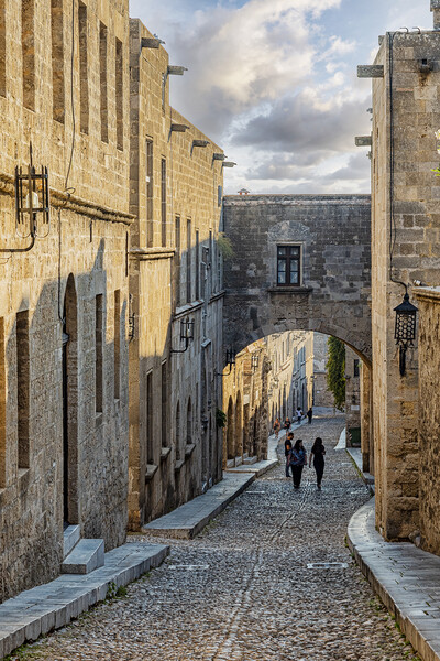 Rhodes Street of the Knights Archway Picture Board by Antony McAulay