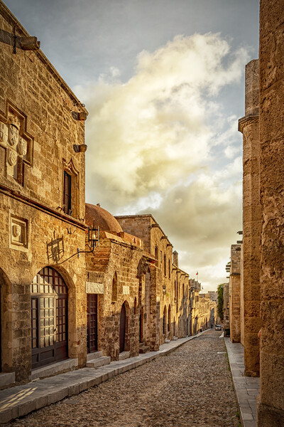 Rhodes Street of the Knights Looking Down Picture Board by Antony McAulay