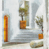 Buy canvas prints of Digital Painting Greek Alleyway by Antony McAulay