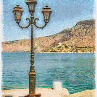 Buy canvas prints of Digital Painting Greek Island of Symi by Antony McAulay