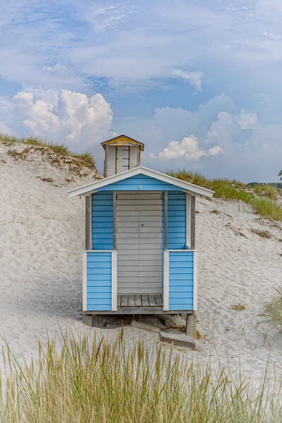 Skanor Beach Hut in Sky Blue Picture Board by Antony McAulay