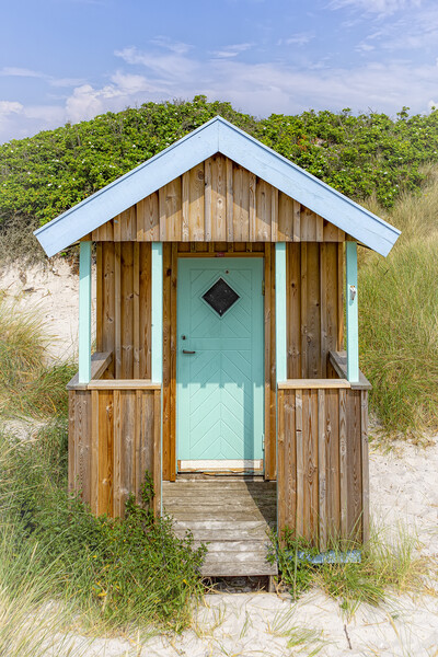 Skanor Wooden Beach Hut Picture Board by Antony McAulay