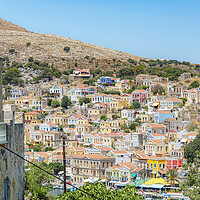 Buy canvas prints of Symi Greek Island Houses Elevated View by Antony McAulay