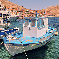 Buy canvas prints of Halki Greek Island Small Boat by Antony McAulay