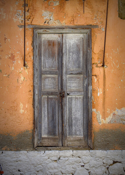 Halki Greek Island Weathered Door Picture Board by Antony McAulay