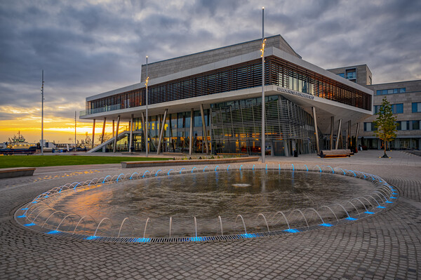 Helsingborg SeaU Conference Center and Hotel with Fountain Picture Board by Antony McAulay