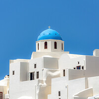 Buy canvas prints of Santorini Blue Domed Church at Oia by Antony McAulay