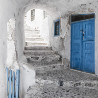 Buy canvas prints of Santorini Narrow Alley Stairwell by Antony McAulay