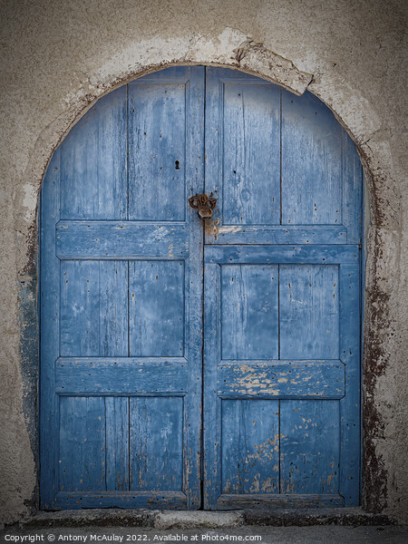 Weathered Blue Door Picture Board by Antony McAulay