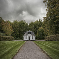 Buy canvas prints of Trolleholm Castle Gazebo with Moody Dark Sky by Antony McAulay