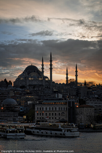 Istanbul Suleymaniye Mosque at Sunset Picture Board by Antony McAulay