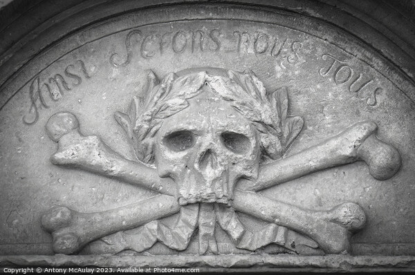 Stone Skull and Crossbones Picture Board by Antony McAulay