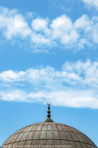 Istanbul Mosque Dome Blue Sky Picture Board by Antony McAulay