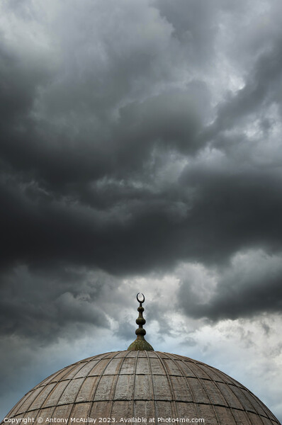 Istanbul Mosque Dome Overcast Sky Picture Board by Antony McAulay