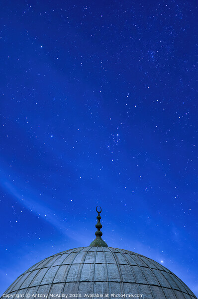 Istanbul Mosque Dome Starry Night Sky Picture Board by Antony McAulay