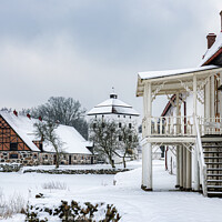 Buy canvas prints of Hovdala Castle Buildings in Winter by Antony McAulay