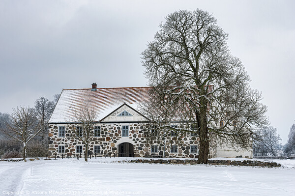 Hovdala Castle Main Building in Winter Picture Board by Antony McAulay
