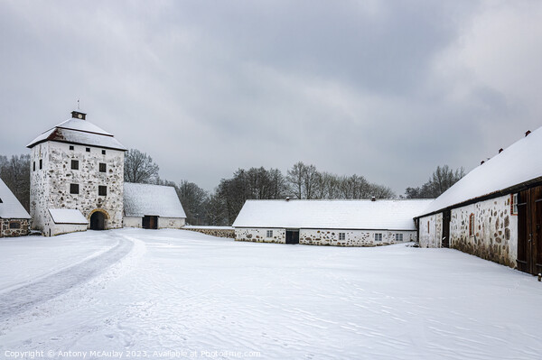 Hovdala Slott Gatehouse and Courtyard in Winter Picture Board by Antony McAulay