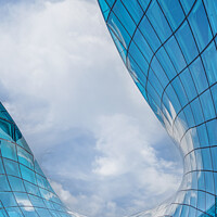Buy canvas prints of Malmo Emporia Blue Glass Feature by Antony McAulay