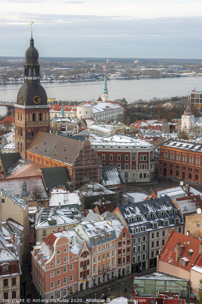 Riga Aerial View Picture Board by Antony McAulay