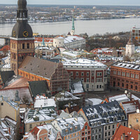 Buy canvas prints of Riga Aerial View by Antony McAulay