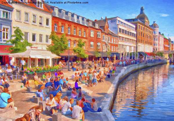 Aarhus Canal Digital Painting Picture Board by Antony McAulay