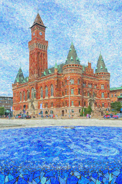Helsingborg Town Hall Painting Picture Board by Antony McAulay