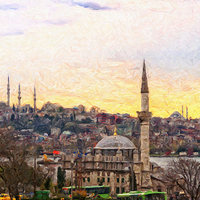 Buy canvas prints of Istanbul Cityscape Digital Painting by Antony McAulay