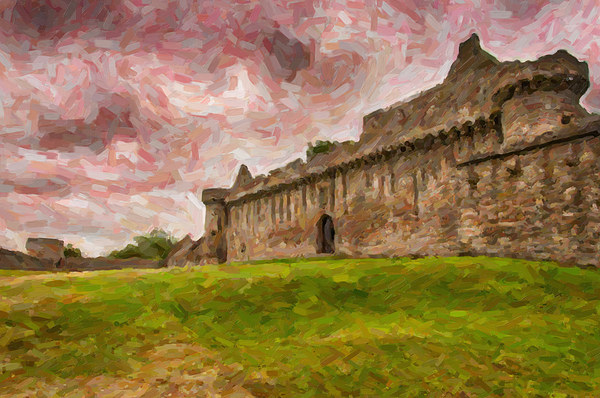 Craigmillar Castle Digital Painting Picture Board by Antony McAulay