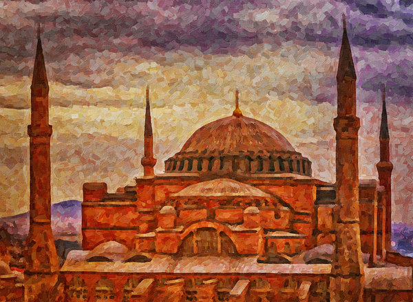 Hagia Sophia Digital Painting Picture Board by Antony McAulay